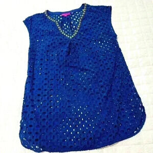 Lilly Pulitzer Medium Navy Blue Eyelet Cover Up